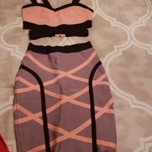 Bandage dress 2 piece set